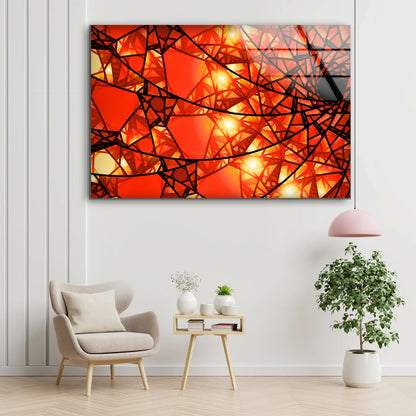 Red & Orange Abstract Mosaic Design Acrylic Glass Print Tempered Glass Wall Art 100% Made in Australia Ready to Hang