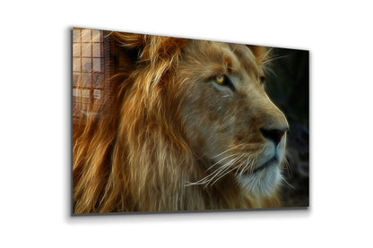 Lion Face Side View Print Tempered Glass Wall Art 100% Made in Australia Ready to Hang