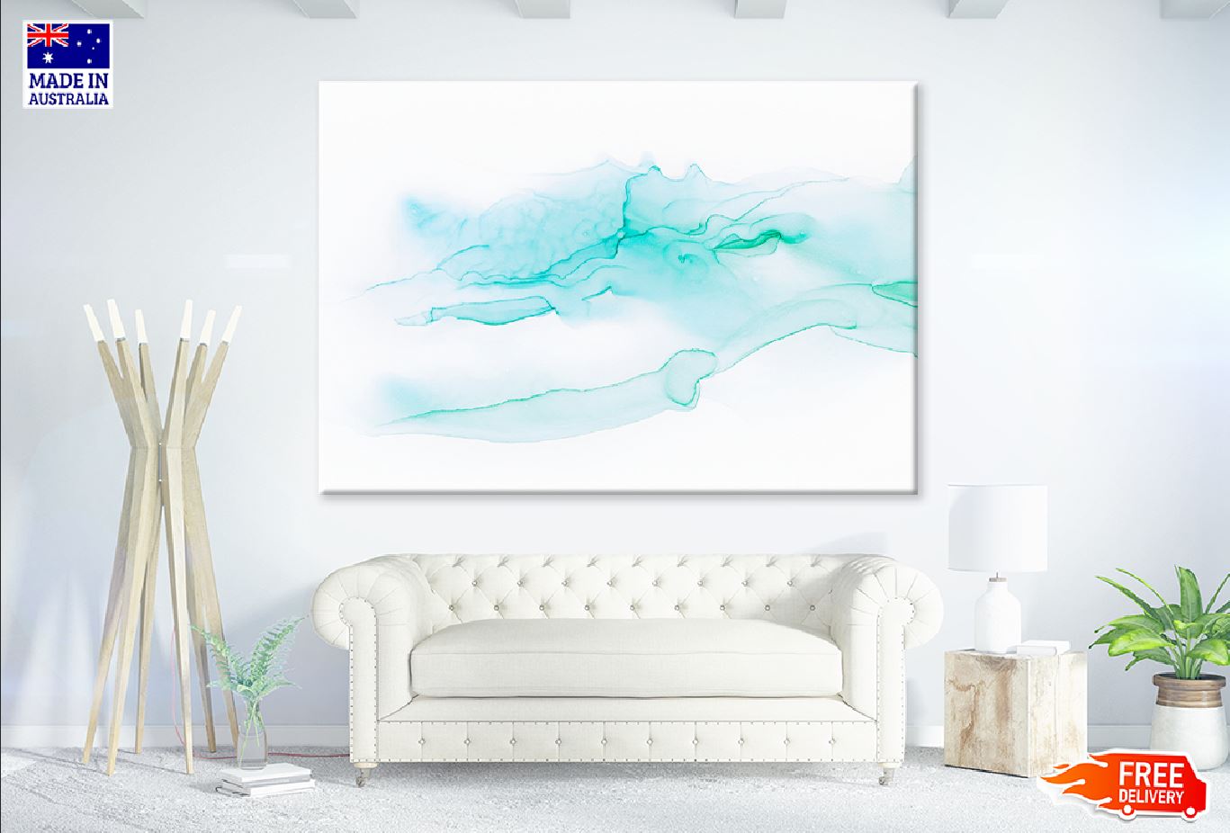 Blue Green Ink Abstract Design Print 100% Australian Made