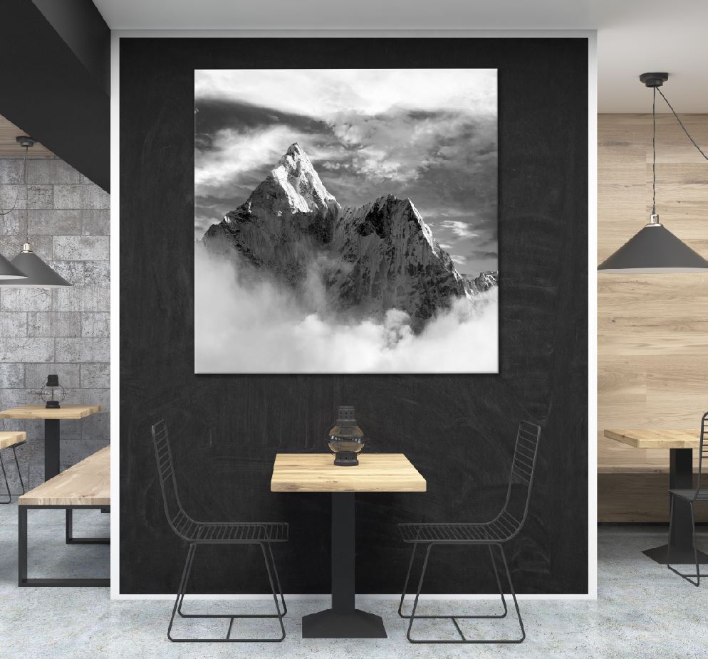 Square Canvas Everest Mountain B&W View Photograph Nepal High Quality Print 100% Australian Made