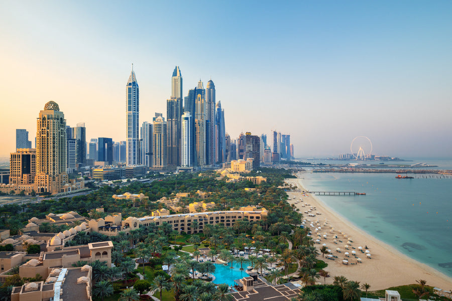 Dubai City Skyline & Jumeirah Sea View Photograph Print 100% Australian Made