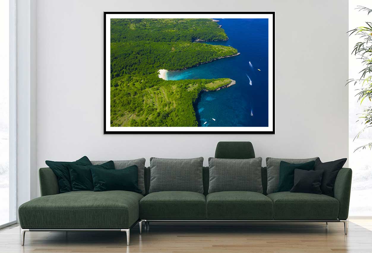 Green Curvy Coast Ocean Aerial View Photograph Home Decor Premium Quality Poster Print Choose Your Sizes