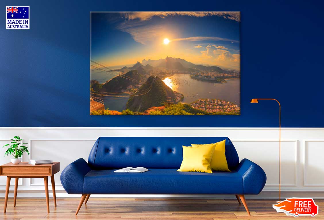 Copacabana Beach & Mountains Scenery Photograph Print 100% Australian Made