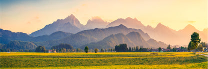 Panoramic Canvas Mountains Field View Photograph High Quality 100% Australian Made Wall Canvas Print Ready to Hang