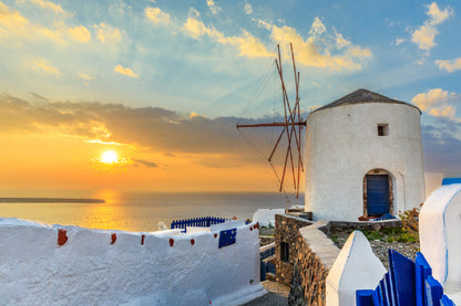 Bella Home Greek Aegean Island Oia Coastal Town Print Canvas Ready to hang