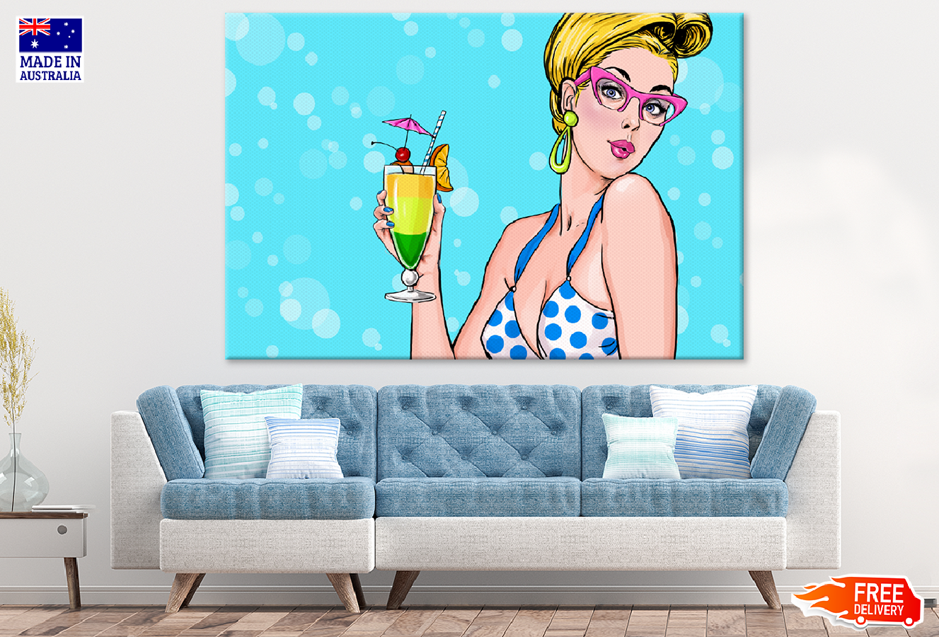 Girl Holding a Colorful Drink Illustration Print 100% Australian Made