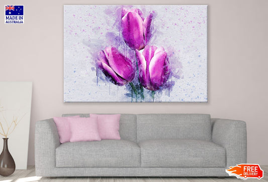 Purplem Tulip Flower Abstract Design Print 100% Australian Made