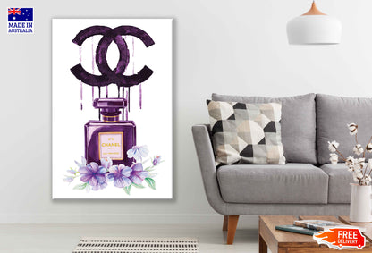 Purple Perfume Bottle & Logo Watercolor Painting Print 100% Australian Made