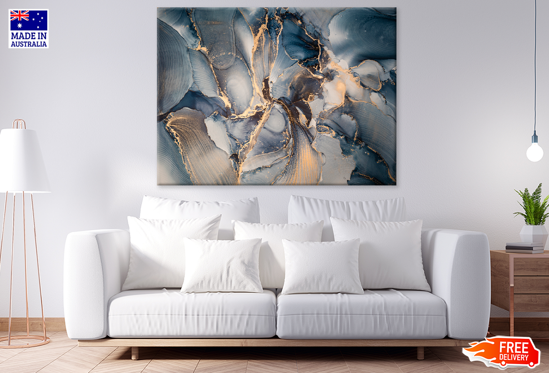 Blue & Gold Abstract Design Print 100% Australian Made