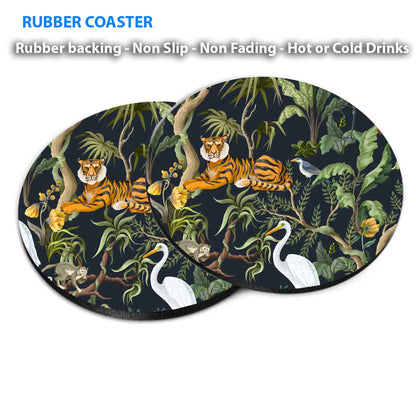 Lion & Forest Animals Coasters Wood & Rubber - Set of 6 Coasters