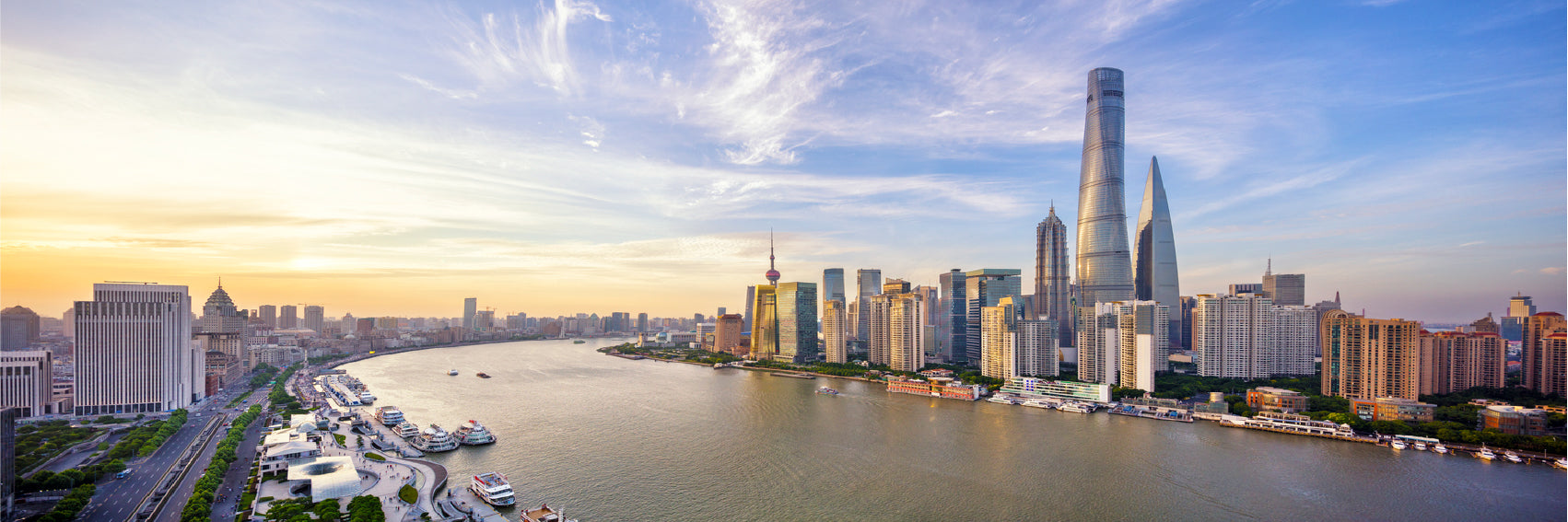 Panoramic Canvas Skyline of Shanghai City View High Quality 100% Australian Made Wall Canvas Print Ready to Hang