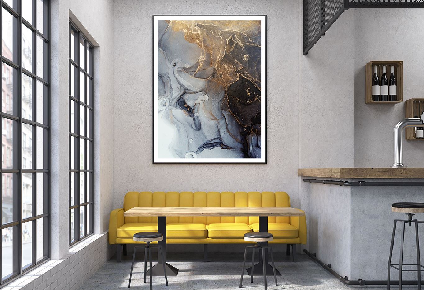 Grey Brown & Gold Marble Abstract Design Home Decor Premium Quality Poster Print Choose Your Sizes