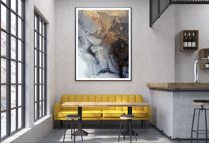 Grey Brown & Gold Marble Abstract Design Home Decor Premium Quality Poster Print Choose Your Sizes