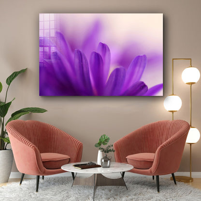 Purple Flower Petals Print Tempered Glass Wall Art 100% Made in Australia Ready to Hang