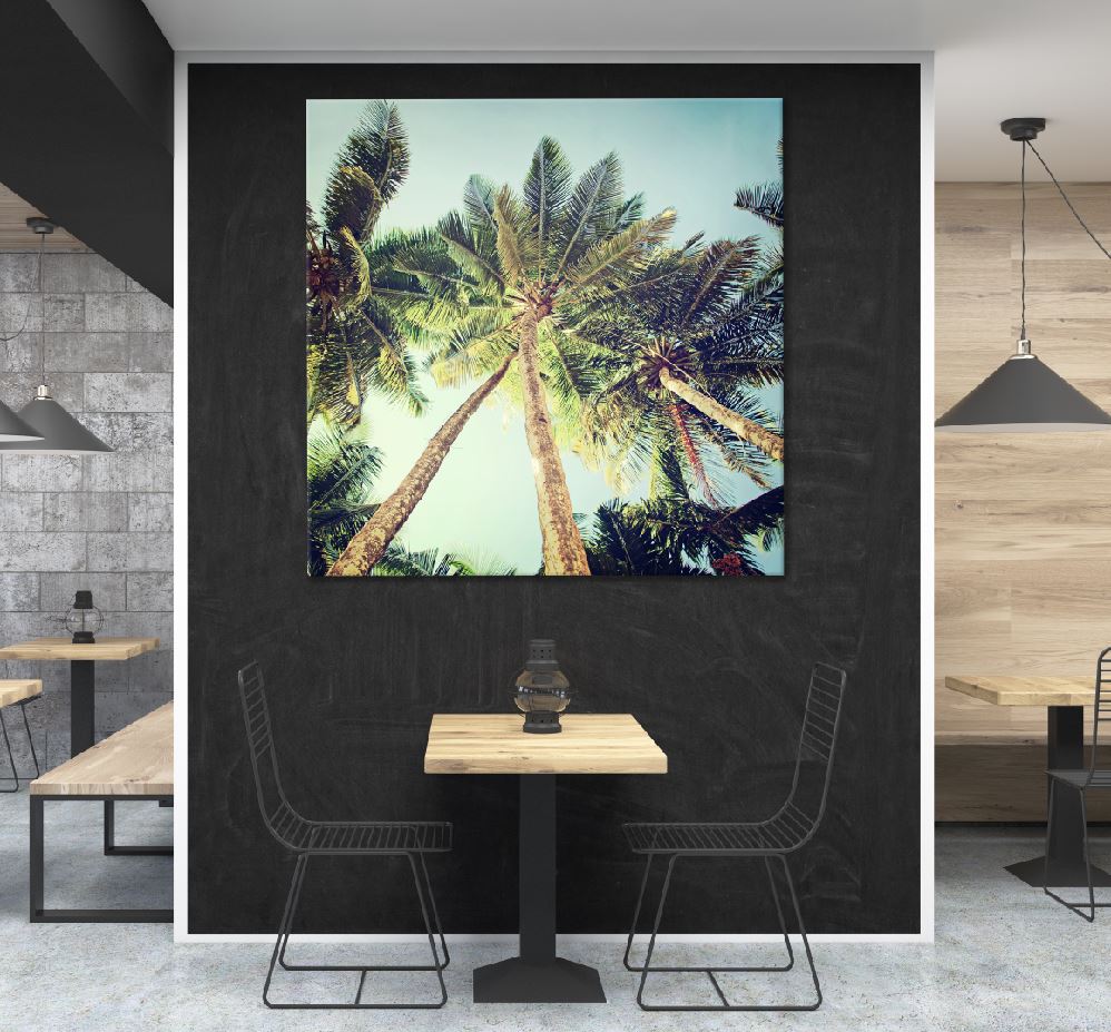 Square Canvas Palm Trees View From Below Photograph High Quality Print 100% Australian Made