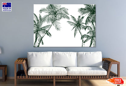 Dark Green Palm Trees Vector Illustration Print 100% Australian Made