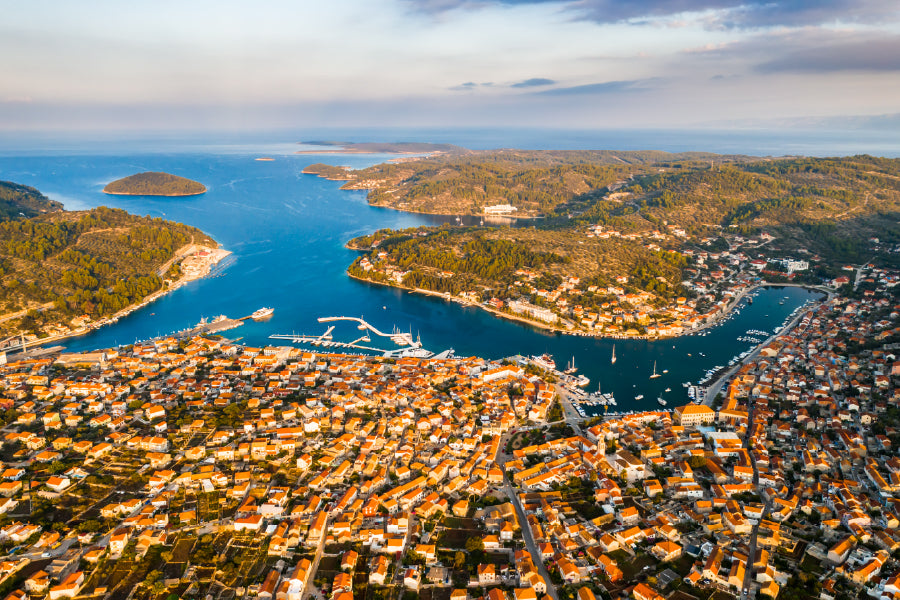 Vela Luka Korcula Island Aerial View Photograph Print 100% Australian Made