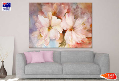 Watercolor Pink Blooming Flowers Painting Print 100% Australian Made