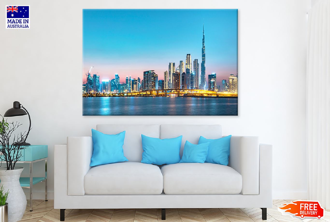 Dubai City Skyline View From Sea Photograph Print 100% Australian Made