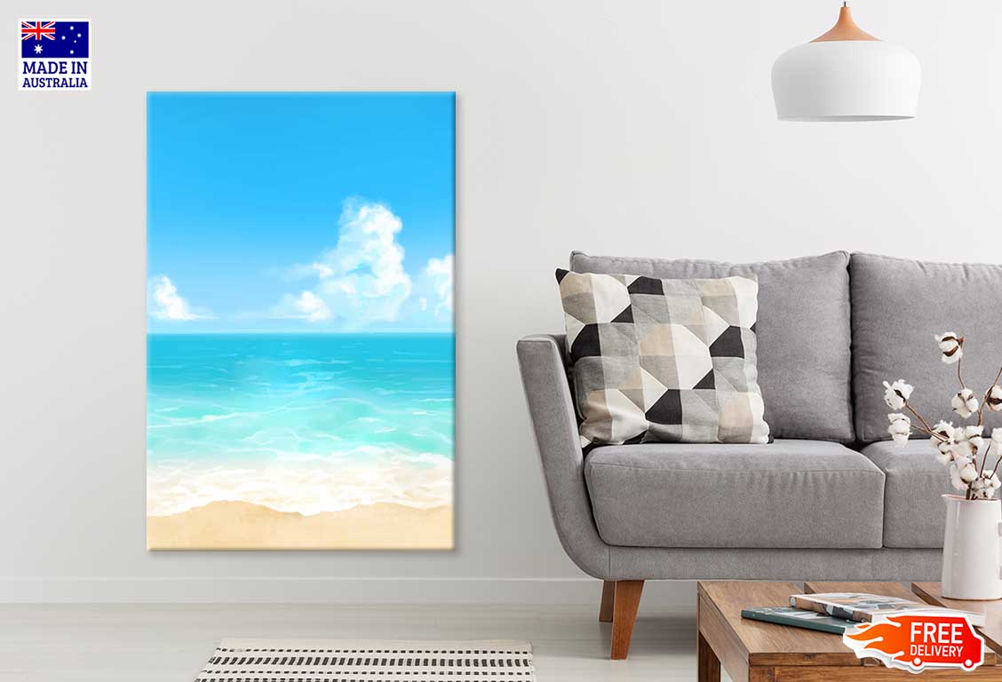Blue Sandy Seashore Vector Art Print 100% Australian Made