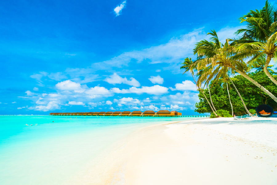 Tropical Beach in Maldives Island View Photograph Home Decor Premium Quality Poster Print Choose Your Sizes