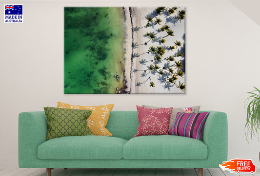 Plam Trees On Beach & Sea Aerial View Photograph Print 100% Australian Made