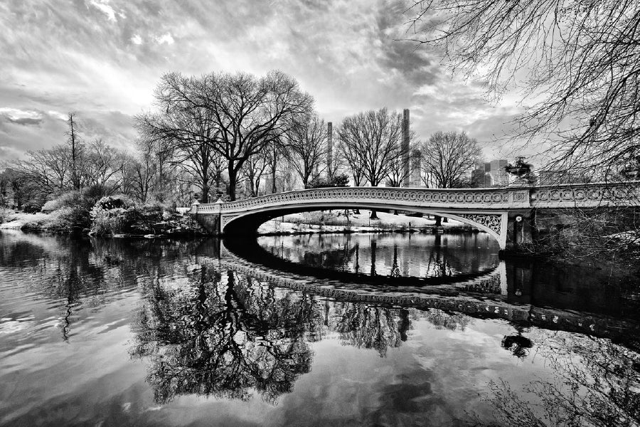 Bow Bridge Central Park B&W View Home Decor Premium Quality Poster Print Choose Your Sizes