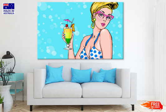 Girl Holding a Colorful Drink Illustration Print 100% Australian Made