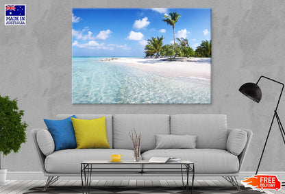 Blue Sky with Maldives Beach View Photograph Print 100% Australian Made