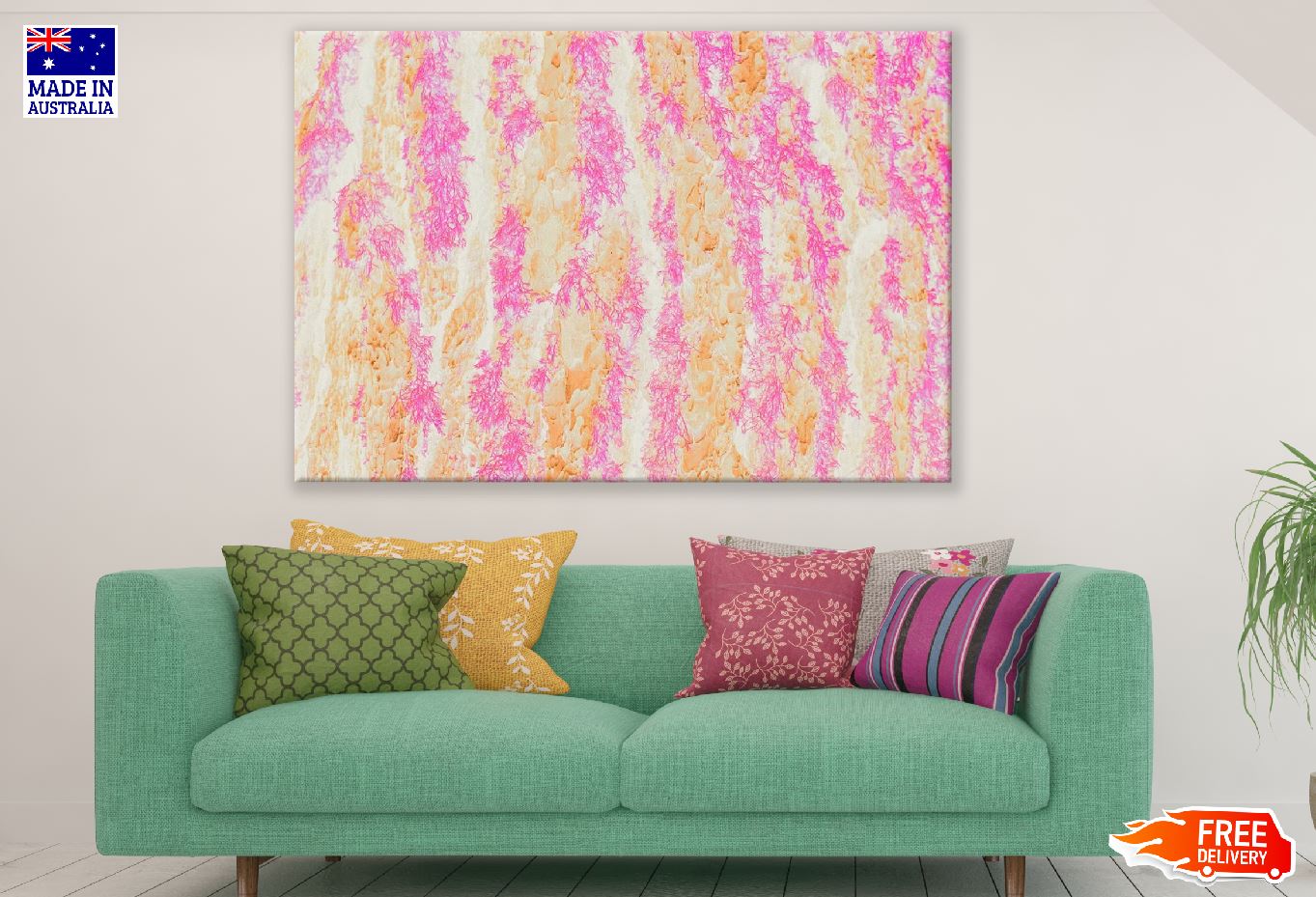 Pink & Yellow Abstract Design Print 100% Australian Made