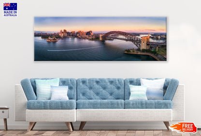 Panoramic Canvas Bridge Sunset Scenic High Quality 100% Australian Made Wall Canvas Print Ready to Hang