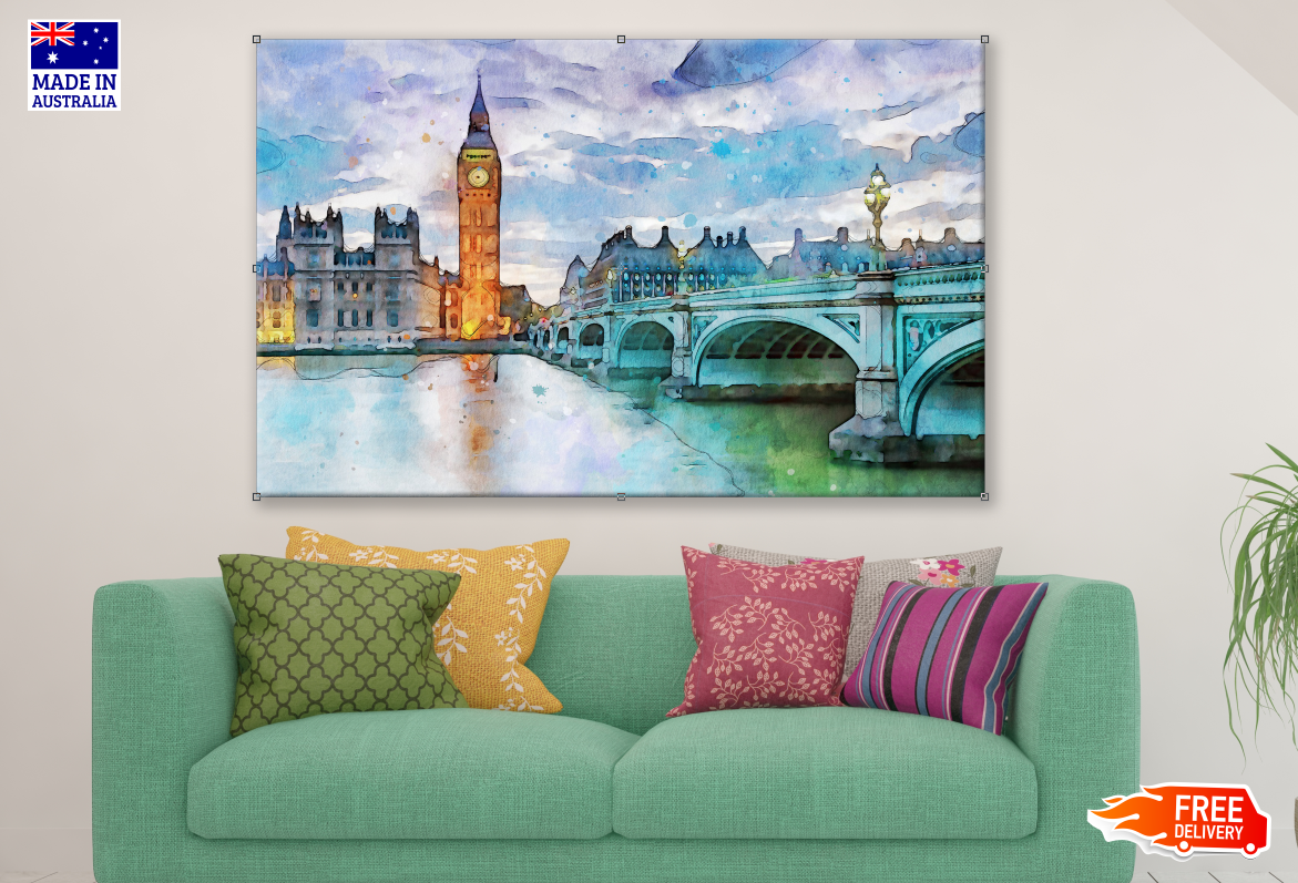 Big Ben & City Bridge Painting Print 100% Australian Made