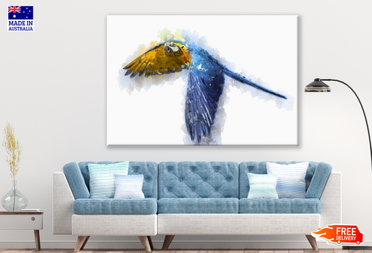 Parrot Blue Macaw Bird Flying Painting Print 100% Australian Made