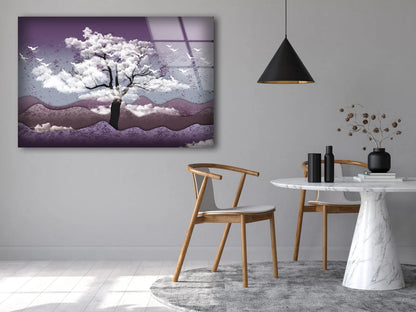 Tree & Mountain Vector Art Design Acrylic Glass Print Tempered Glass Wall Art 100% Made in Australia Ready to Hang