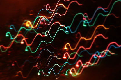 Green Blue & Red Digital Lines Abstract Design Print 100% Australian Made