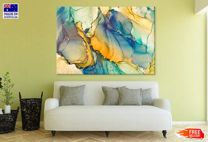 Blue Green & Yellow Abstract Design Print 100% Australian Made