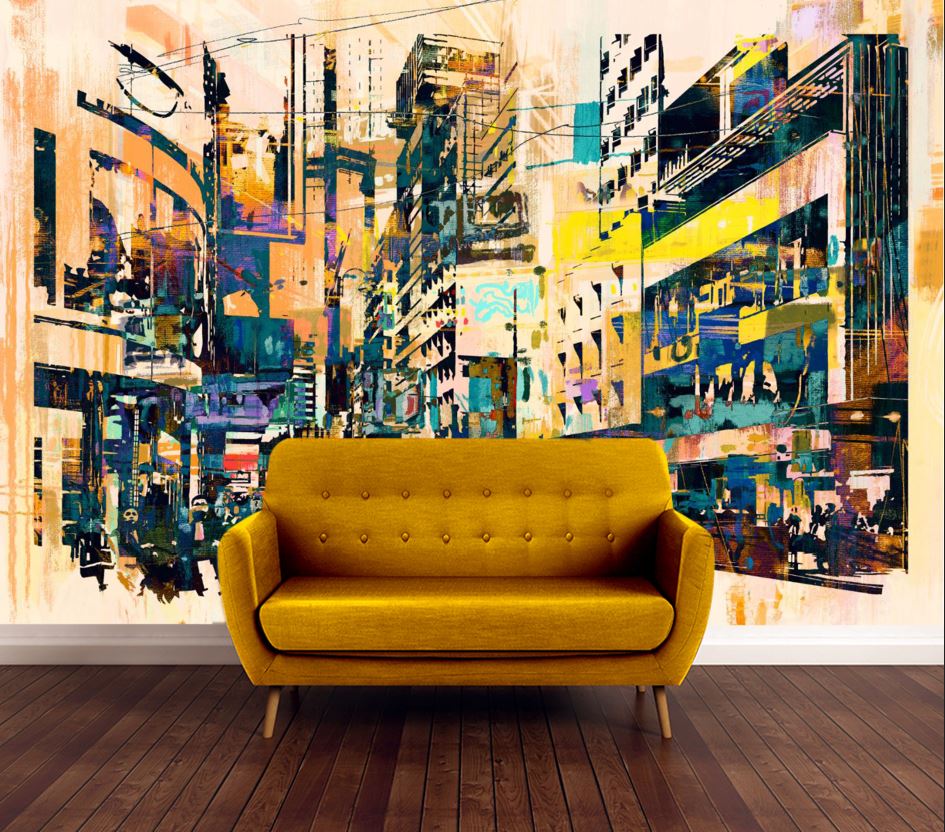 Wallpaper Murals Peel and Stick Removable Stunning City View Graffiti Art Design High Quality