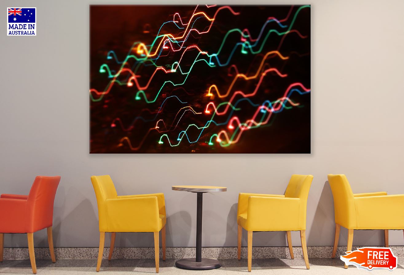 Green Blue & Red Digital Lines Abstract Design Print 100% Australian Made