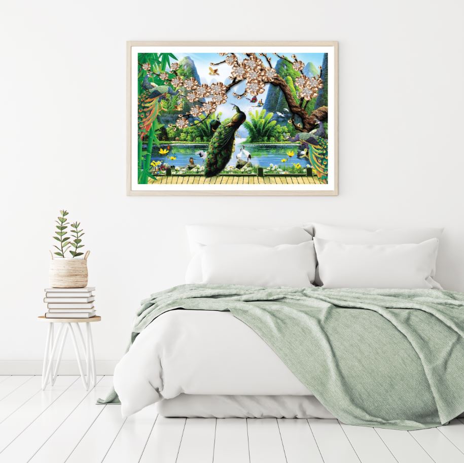 Peacocks & Forest Scenery Photograph Home Decor Premium Quality Poster Print Choose Your Sizes