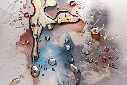 Gold Blue & Red Water Drops Abstract Design Print 100% Australian Made
