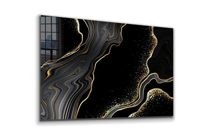 Gold Abstract Marble Print Tempered Glass Wall Art 100% Made in Australia Ready to Hang