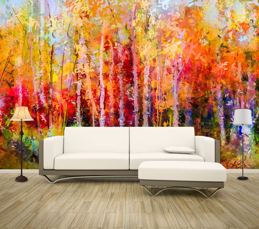 Wallpaper Murals Peel and Stick Removable Colorful Forest Painting High Quality