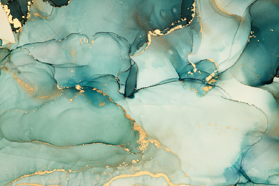 Green Gray & Gold Abstract Design Print 100% Australian Made