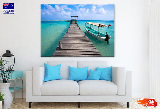 Mahahual Caribbean Beach Wooden Pier Photograph Print 100% Australian Made