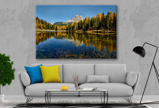 Bella Home Lake Near Forest & Mountain Range Print Canvas Ready to hang