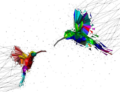 Humming Birds Abstract Design Home Decor Premium Quality Poster Print Choose Your Sizes