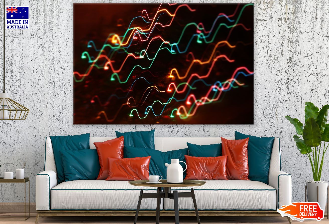 Green Blue & Red Digital Lines Abstract Design Print 100% Australian Made