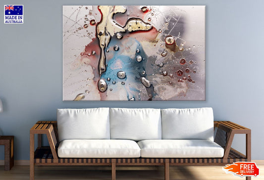 Gold Blue & Red Water Drops Abstract Design Print 100% Australian Made
