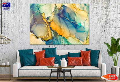 Blue Green & Yellow Abstract Design Print 100% Australian Made