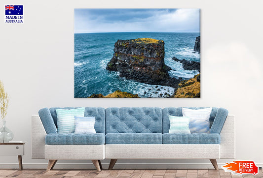 Rocky Coast Blue Sea Iceland View Photograph Print 100% Australian Made